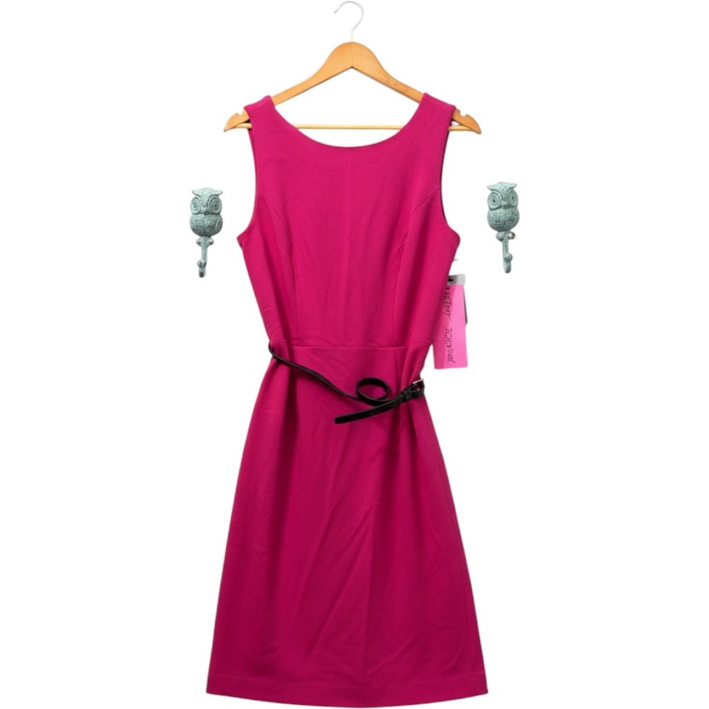 NWT Betsey Johnson Pink Cutout Criss-Cross Back Scuba Crepe Sheath Dress 10